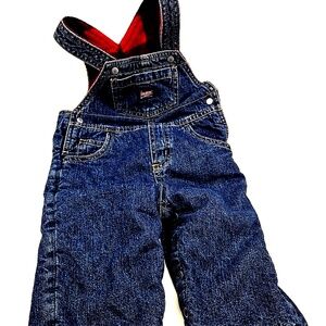 Old Navy Overalls Size 6/12m Boys Thick Lined Denim Blue Snap Fleece Pockets